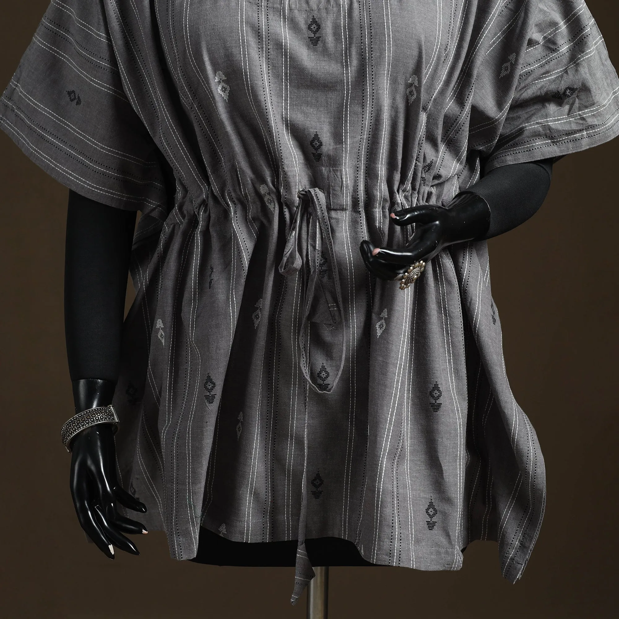 Grey - Jacquard Weave Cotton Kaftan (Short) 04 sold by Itokri product image thumbnail 4