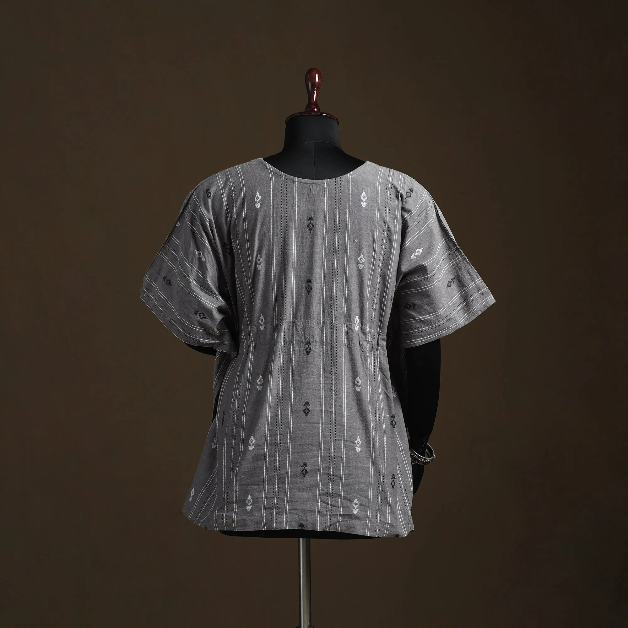 Grey - Jacquard Weave Cotton Kaftan (Short) 04 sold by Itokri product image thumbnail 5