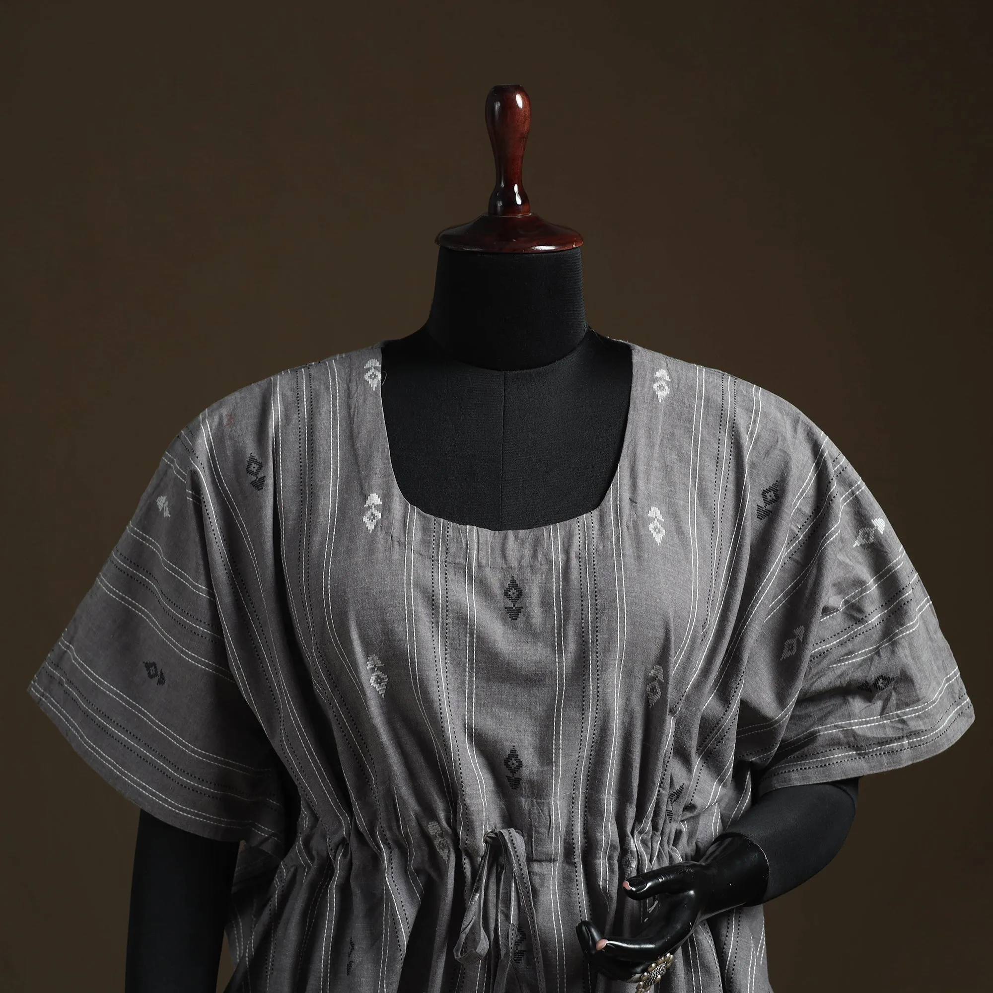 Grey - Jacquard Weave Cotton Kaftan (Short) 04 sold by Itokri product image thumbnail 2