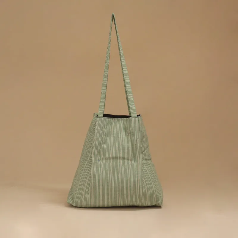 Green - Handcrafted Fabric Jhola Bag 41 made by Itokri