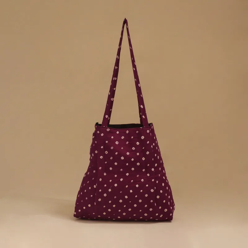 Purple - Handcrafted Fabric Jhola Bag 40 made by Itokri
