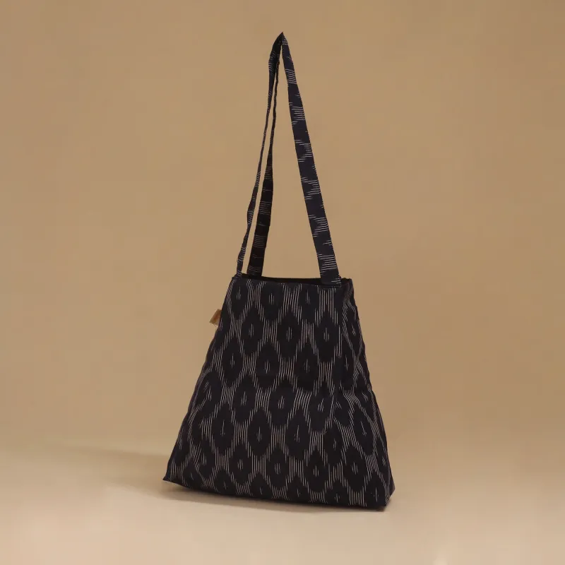 Black - Handcrafted Fabric Jhola Bag 38 made by Itokri