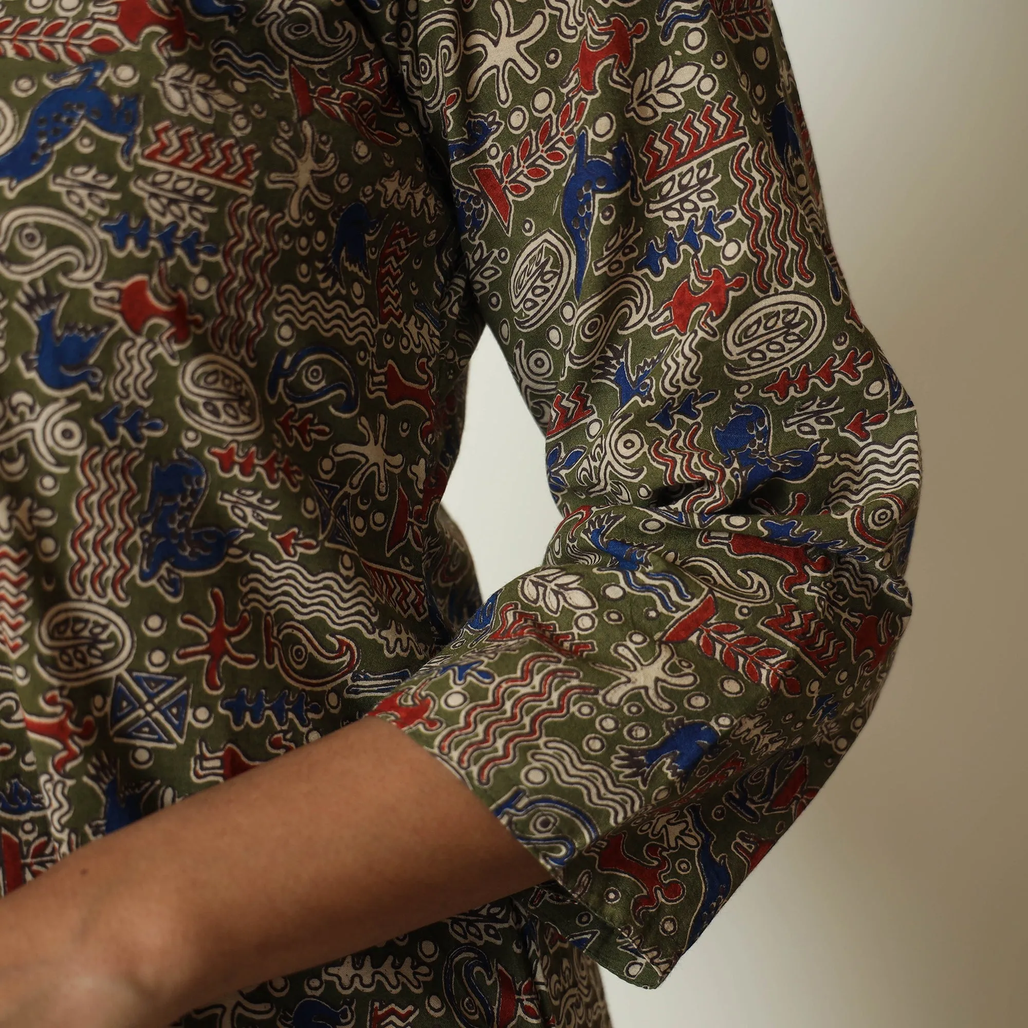 Brown - Kalamkari Printed Cotton A-Line Kurta 49 sold by Itokri product image thumbnail 5