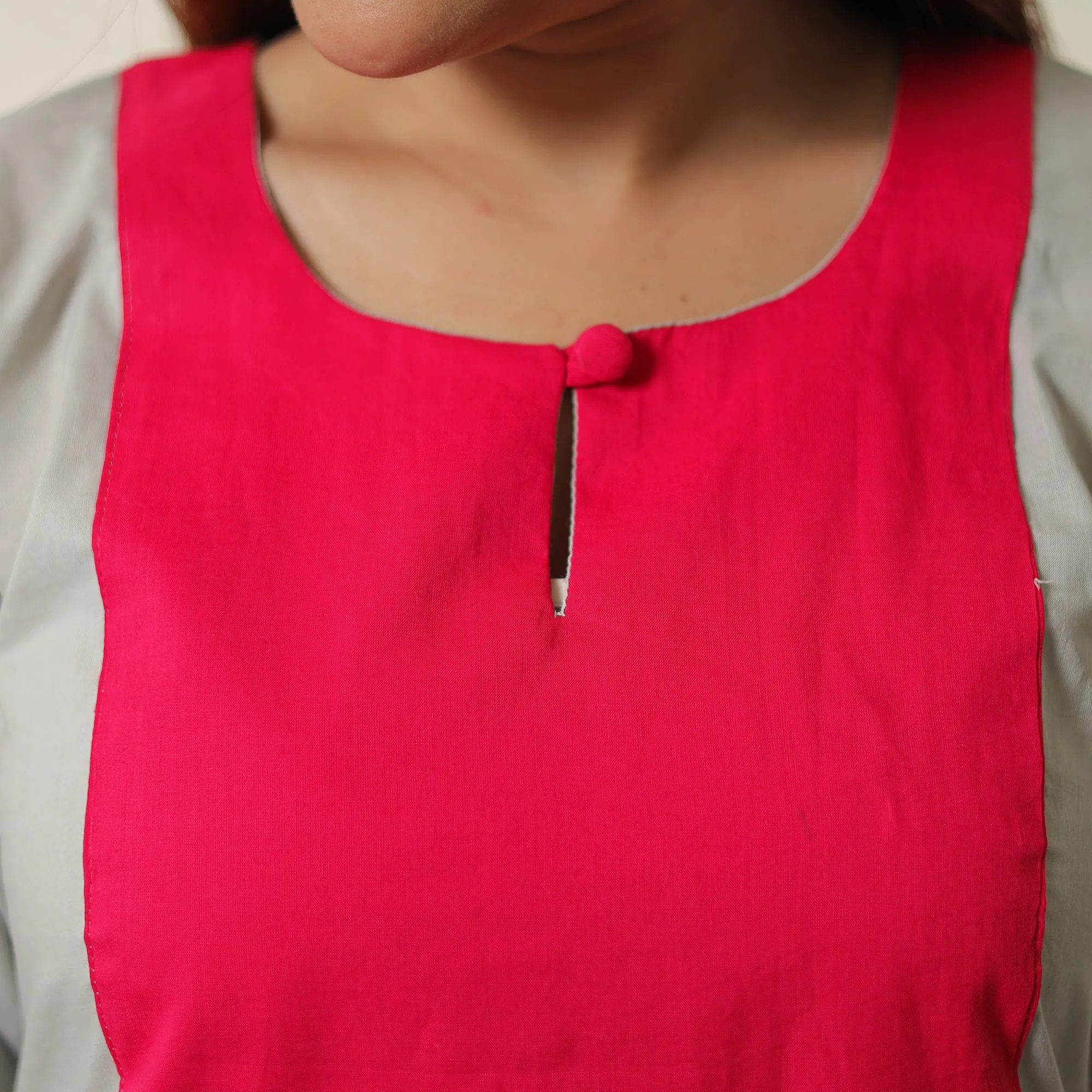 White - Light Grey - Plain Cotton Long Straight Kurta 07 sold by Itokri product image thumbnail 5