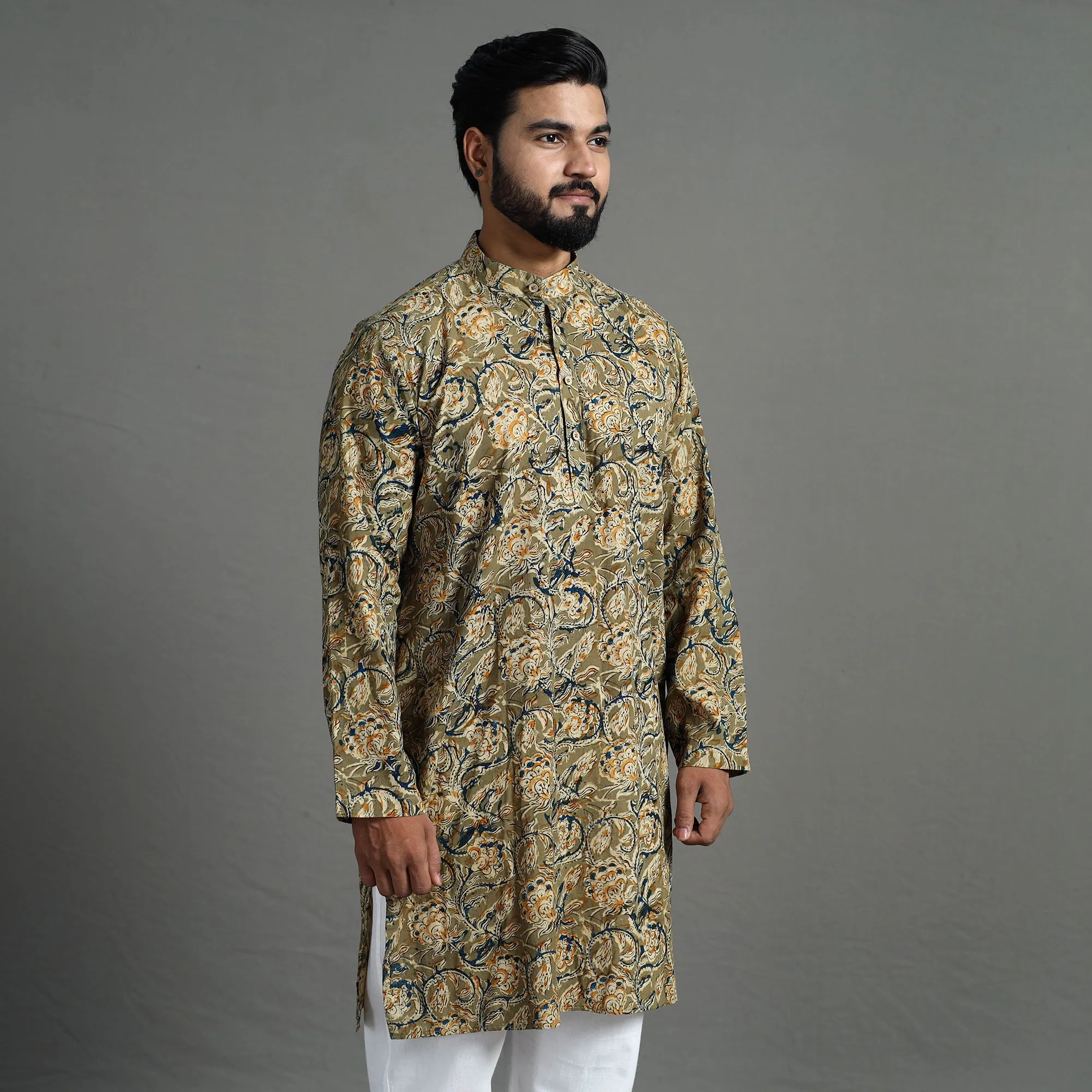 Kalamkari Block Printed Cotton Men Long Kurta 08 sold by Itokri product image thumbnail 5