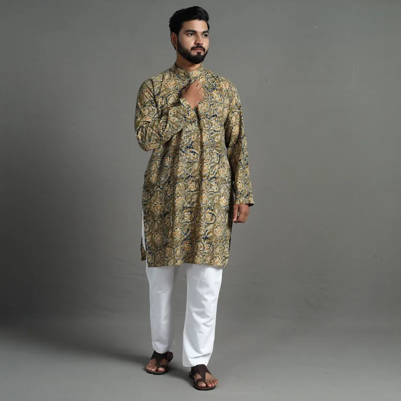 Kalamkari Block Printed Cotton Men Long Kurta 08 sold by Itokri