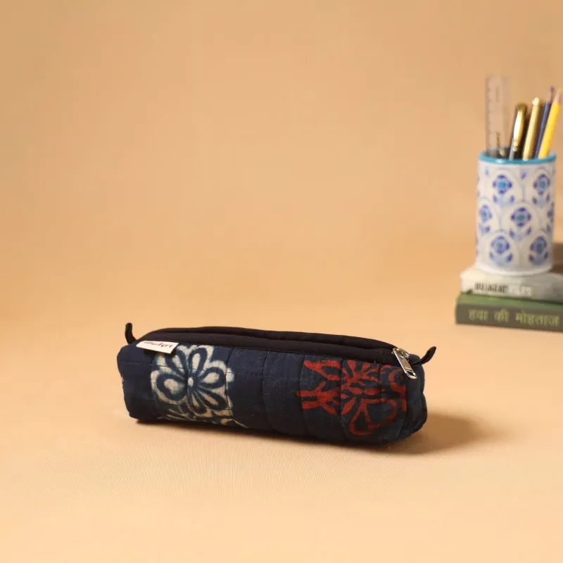 Blue - Handcrafted Quilted Pencil Pouch 08 sold by Itokri