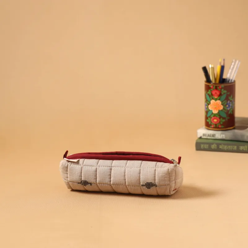 Beige - Handcrafted Quilted Pencil Pouch 10 made by Itokri