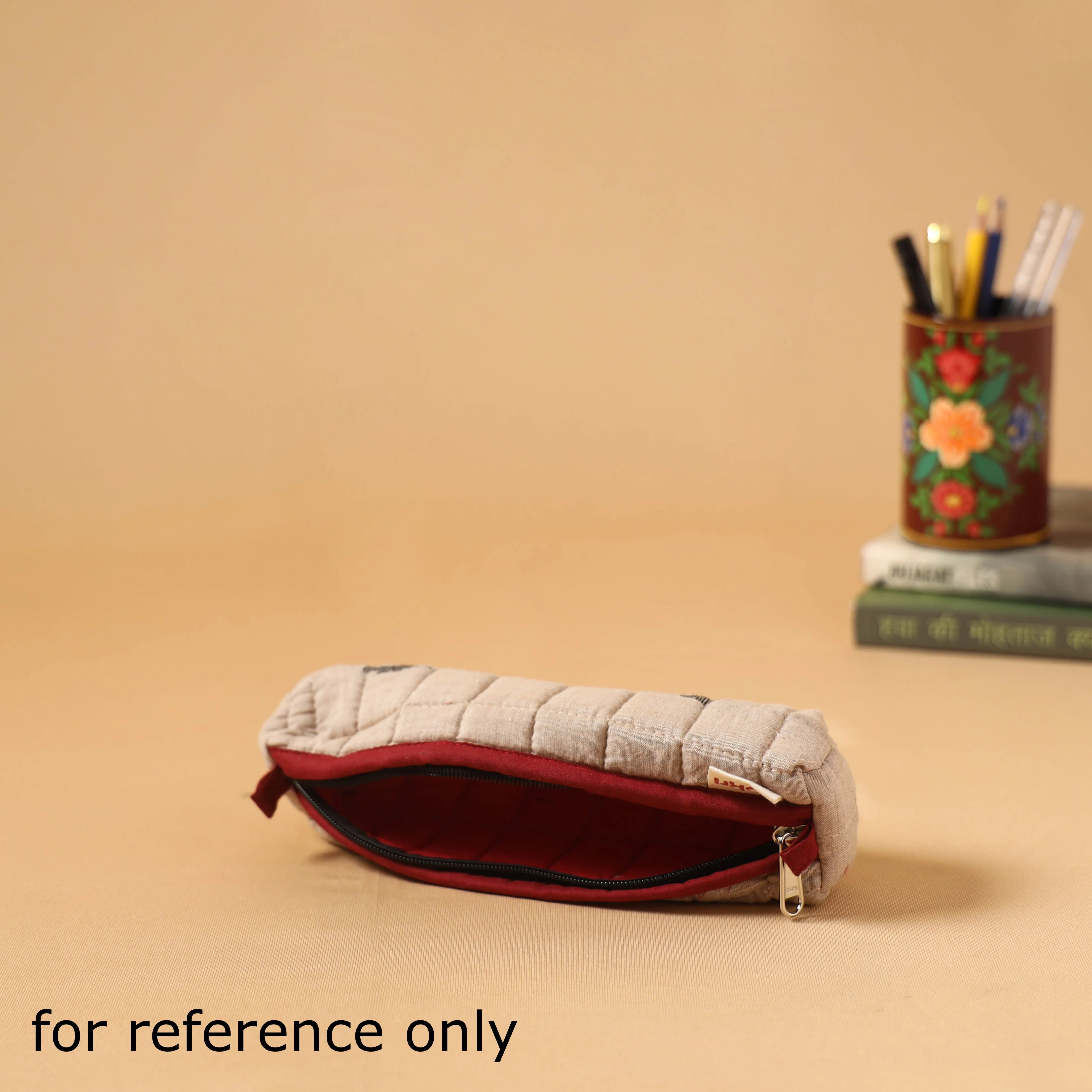 Green - Handcrafted Quilted Pencil Pouch 02 sold by Itokri product image thumbnail 3