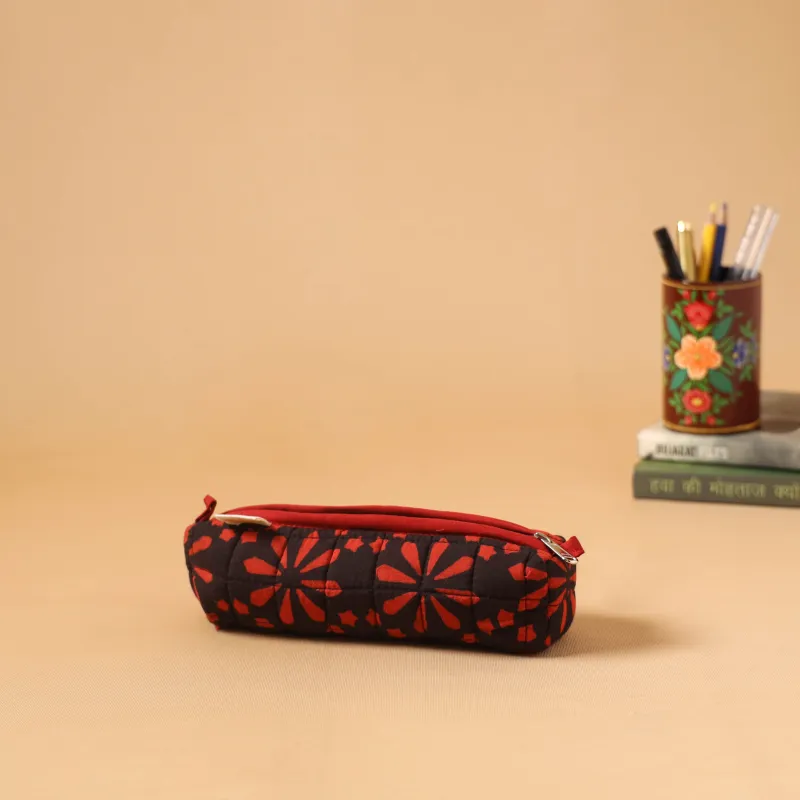 Red - Handcrafted Quilted Pencil Pouch 01 made by Itokri