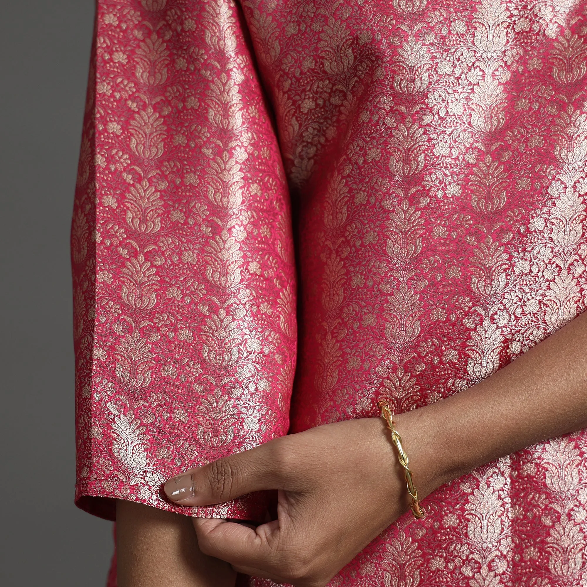 Pink - Elegant Banarasi Brocade Silk Kurta with Pant Set sold by Itokri product image thumbnail 5
