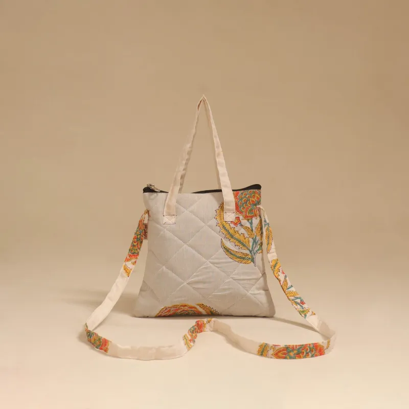 Beige - Handcrafted Quilted Sling Bag 33 made by Itokri