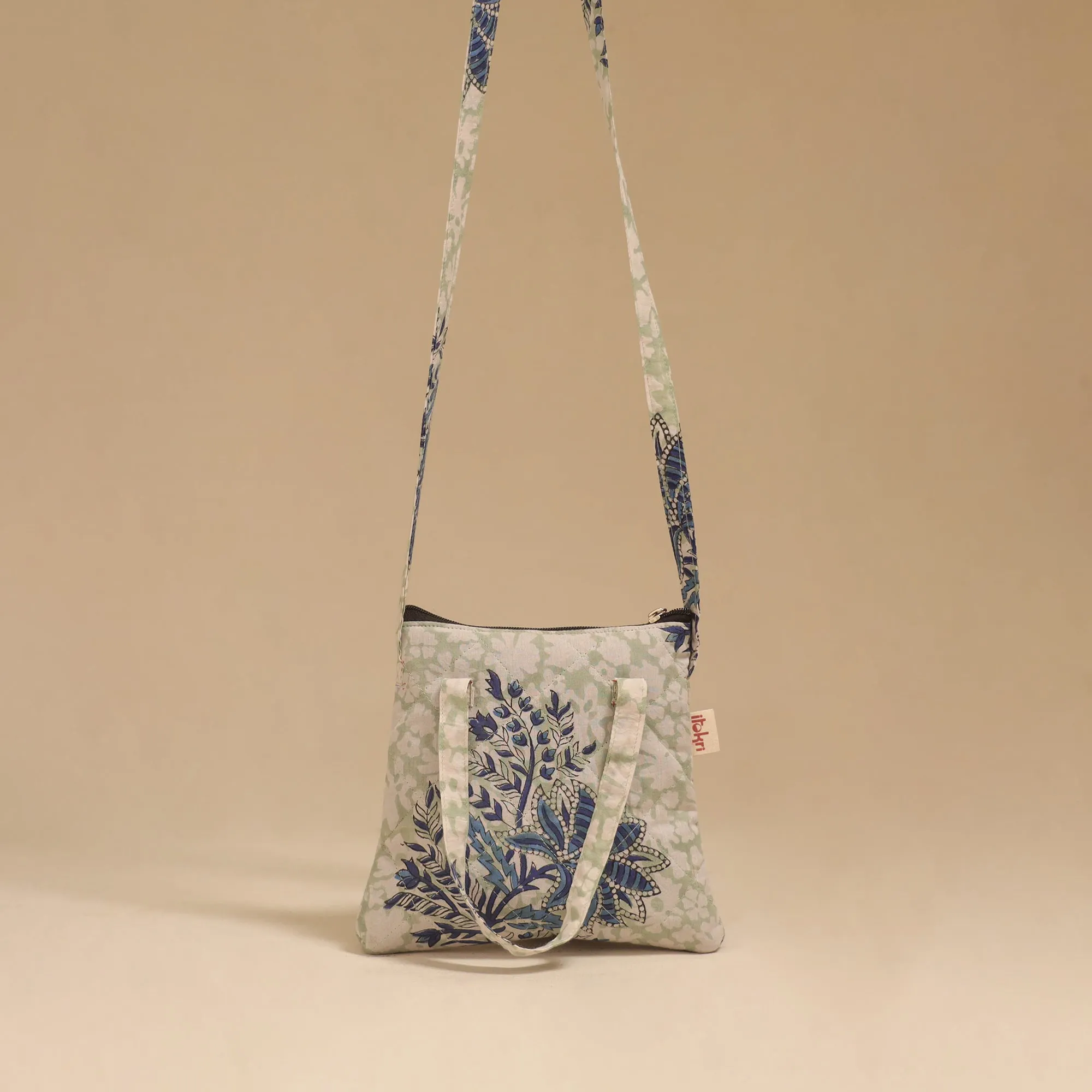 Green - Handcrafted Quilted Sling Bag 21 sold by Itokri product image thumbnail 2