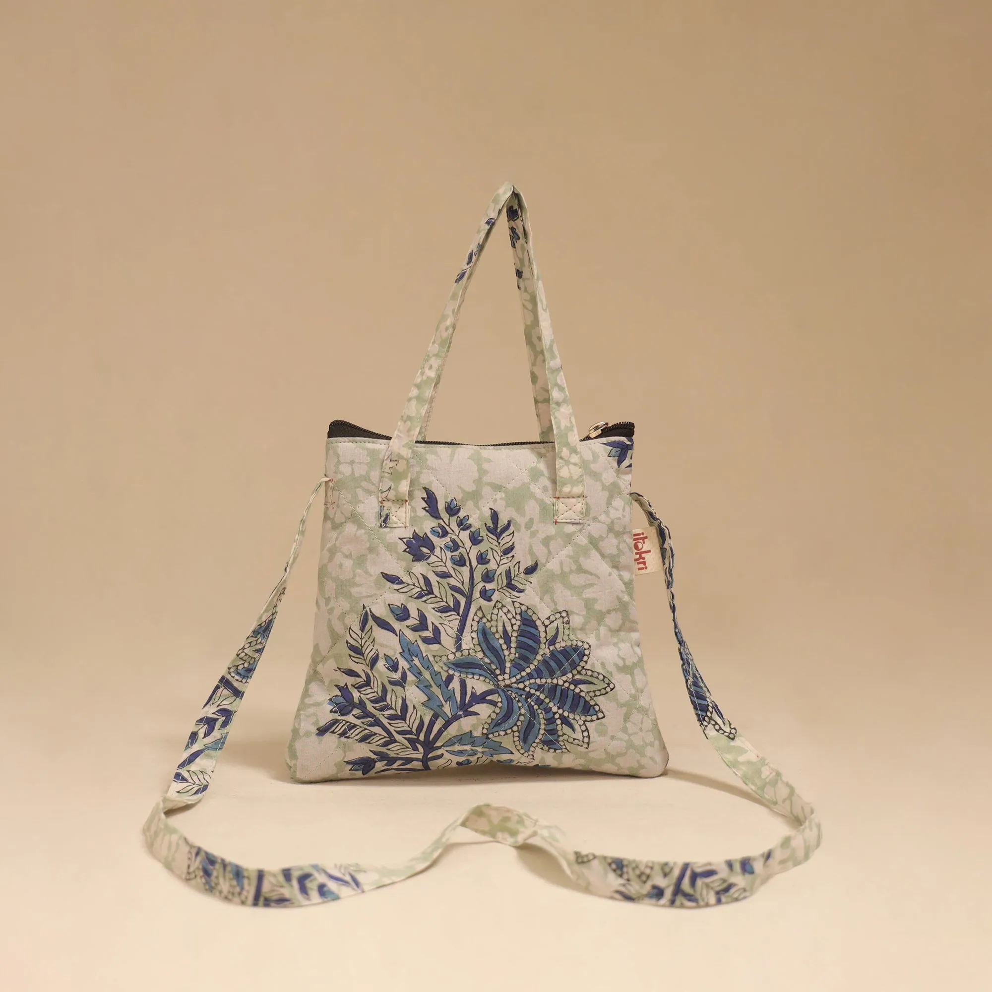 Green - Handcrafted Quilted Sling Bag 21 sold by Itokri