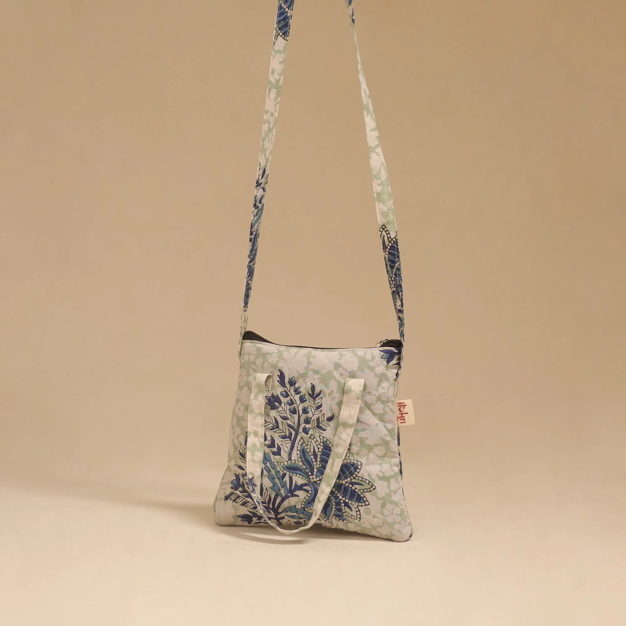 Green - Handcrafted Quilted Sling Bag 21 sold by Itokri product image thumbnail 3