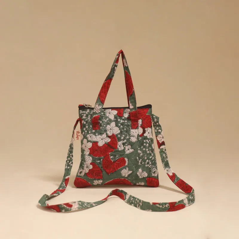 Green - Handcrafted Quilted Sling Bag 16 sold by Itokri