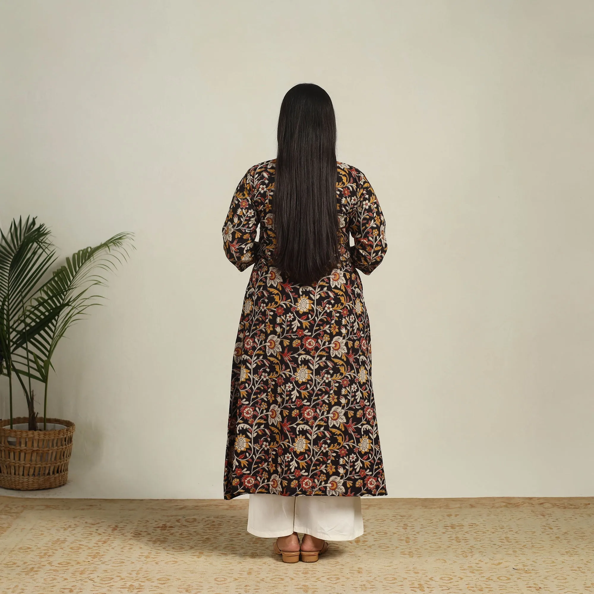 Black - Printed Cotton A-Line Kalamkari Kurta 07 sold by Itokri product image thumbnail 5