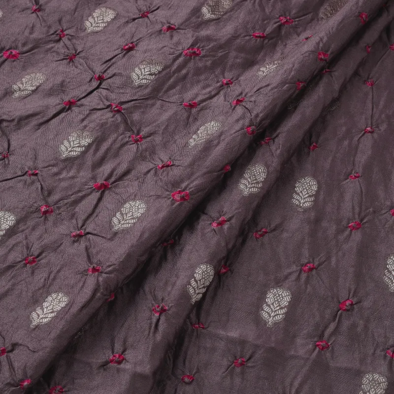 Purple - Zari Buti Silk Tie-Dye Bandhani Fabric 15 made by Itokri
