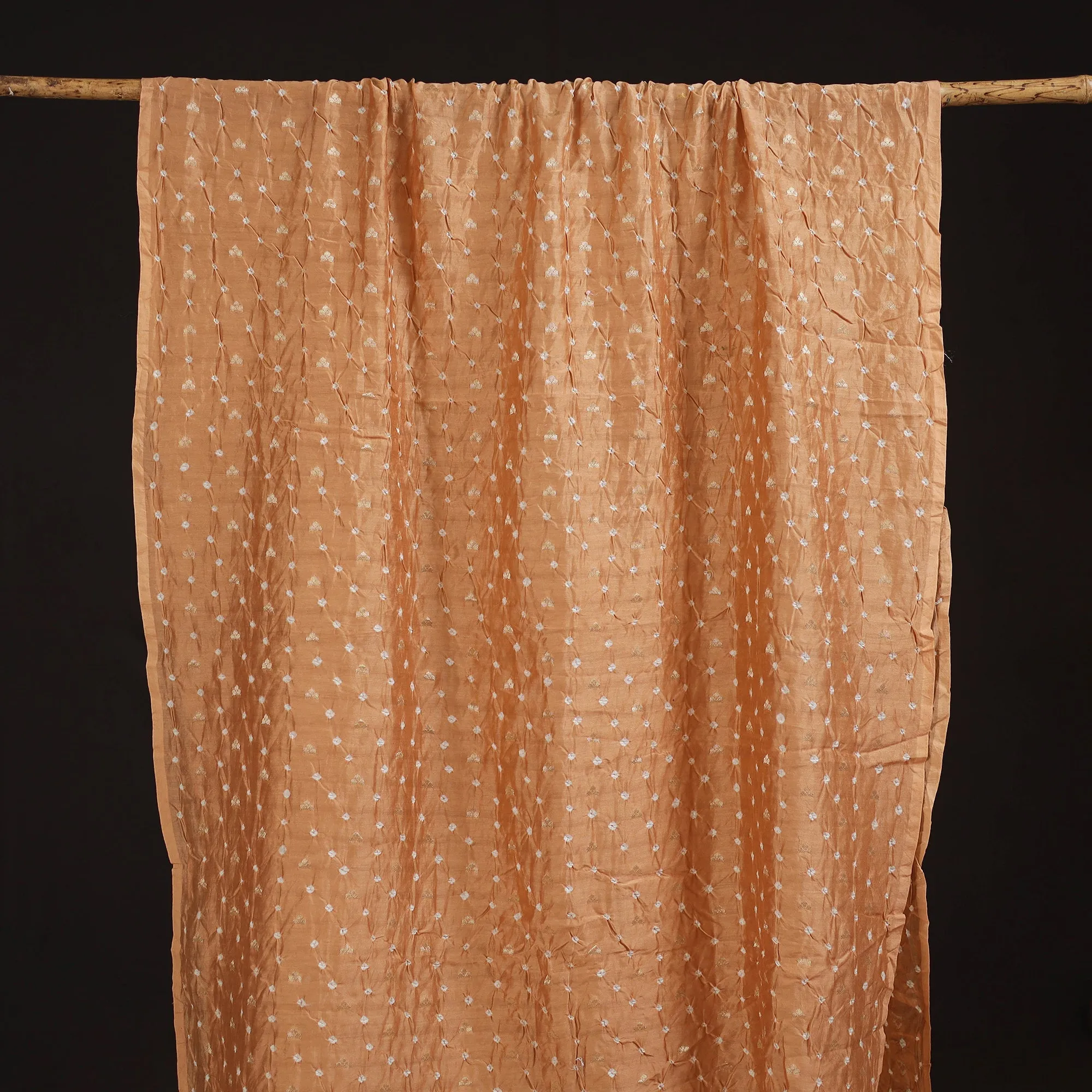 Peach - Zari Buti Silk Tie-Dye Bandhani Fabric 08 sold by Itokri product image thumbnail 5