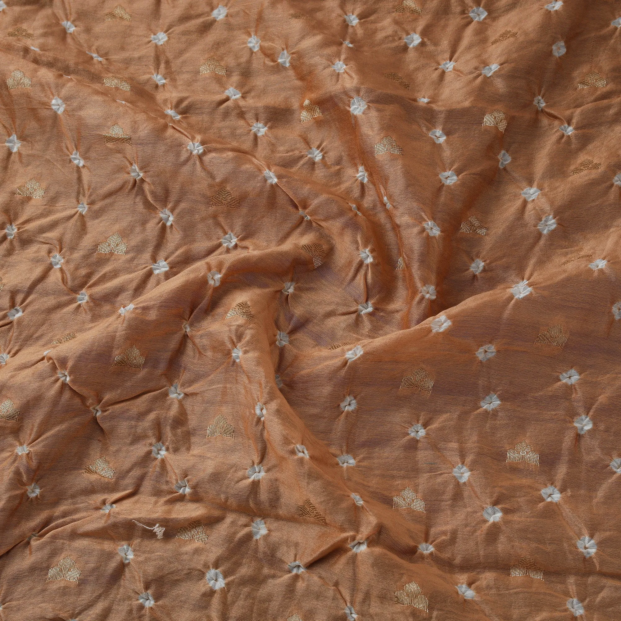 Peach - Zari Buti Silk Tie-Dye Bandhani Fabric 08 sold by Itokri product image thumbnail 4