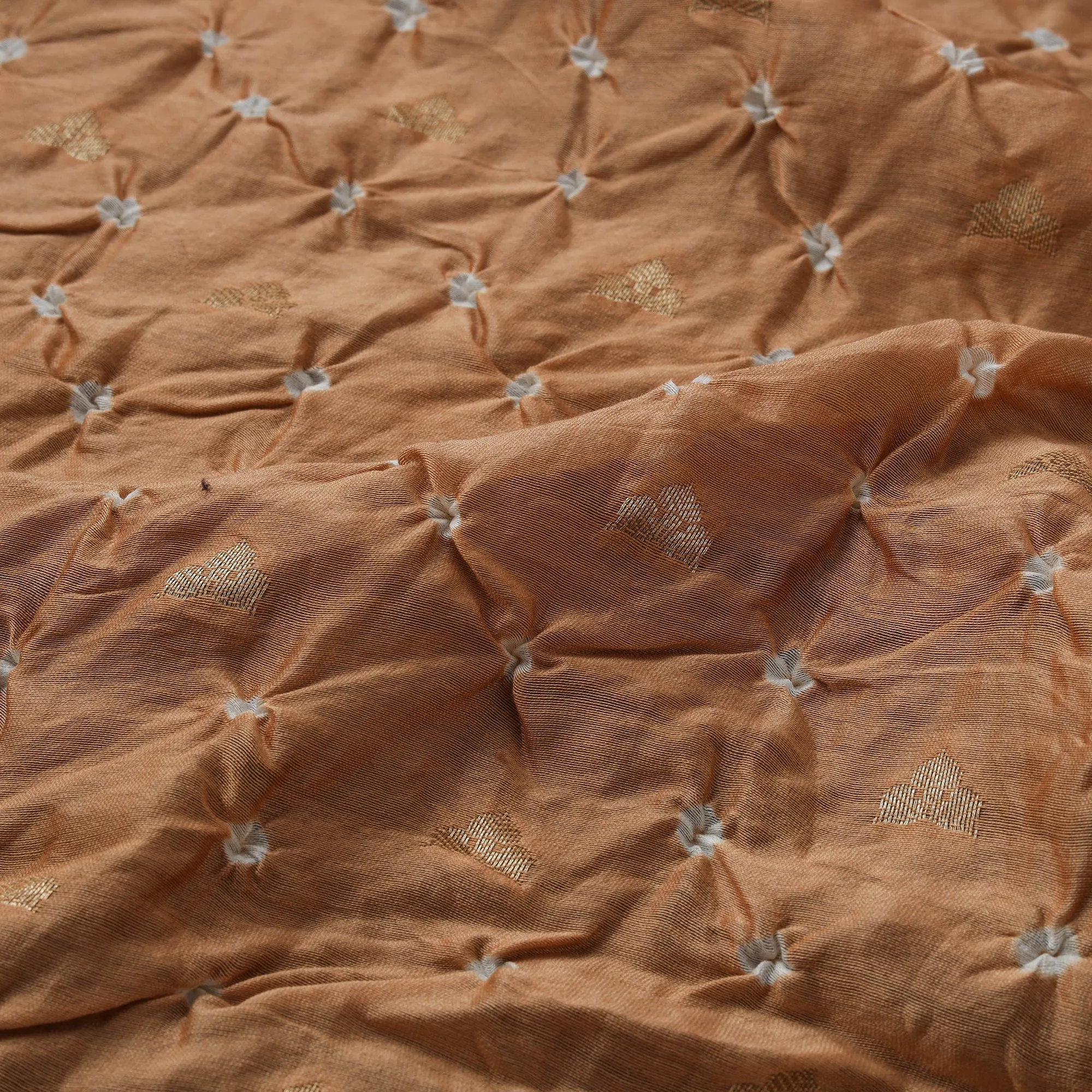 Peach - Zari Buti Silk Tie-Dye Bandhani Fabric 08 sold by Itokri product image thumbnail 3