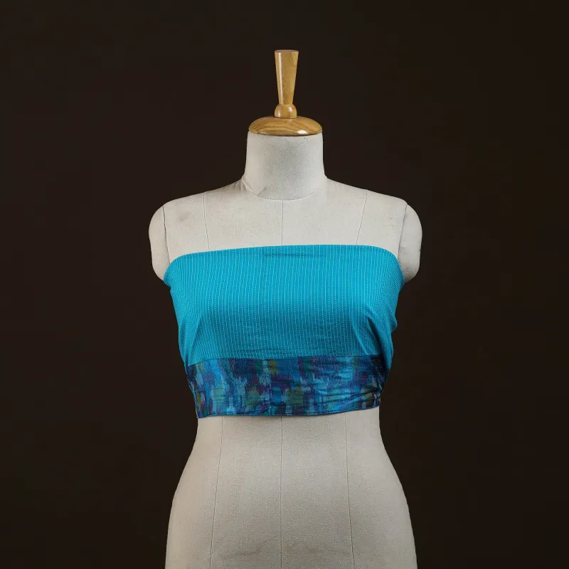 Blue - Running Stitch Plain Cotton Blouse Piece 35 made by Itokri
