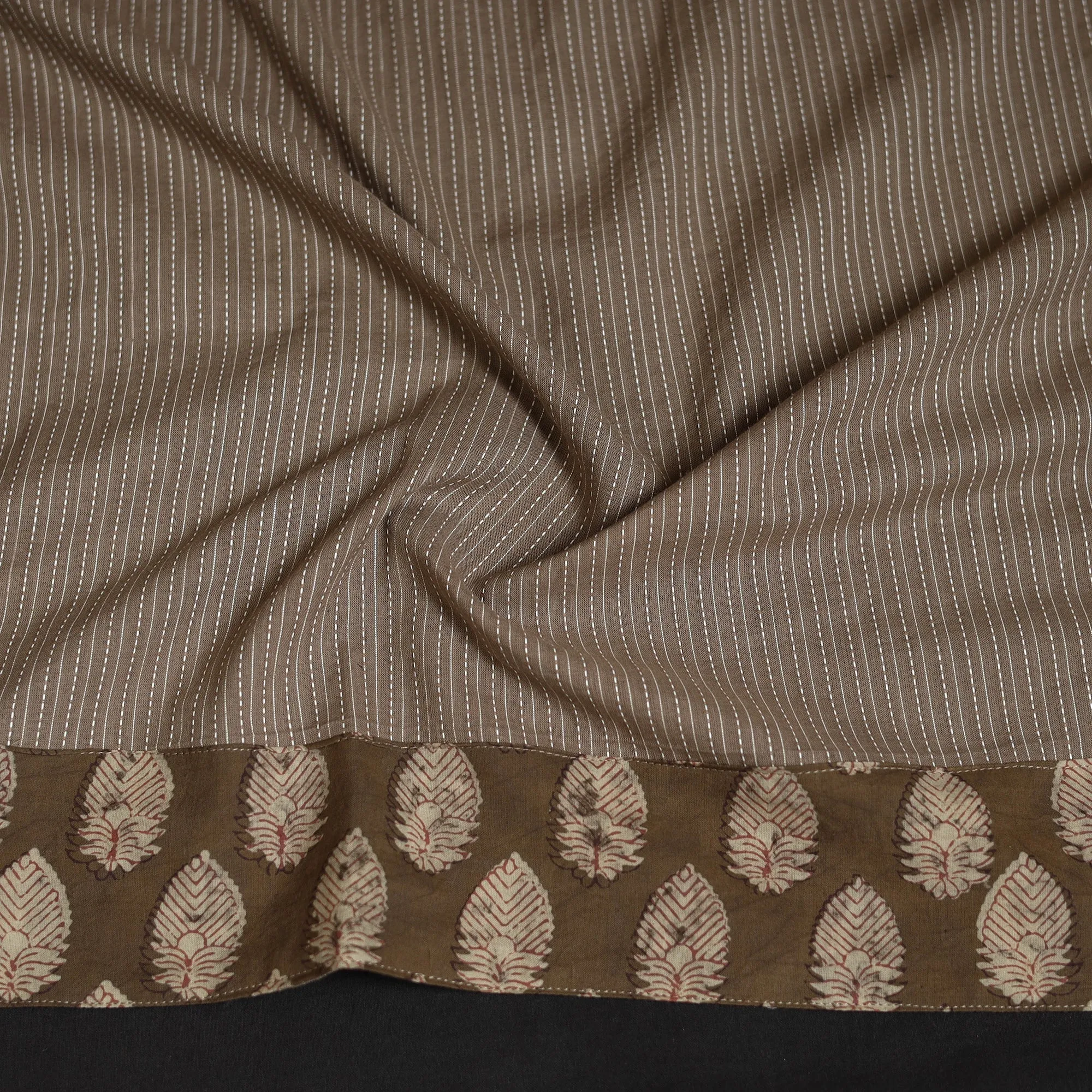 Brown - Running Stitch Plain Cotton Blouse Piece 34 sold by Itokri product image thumbnail 3