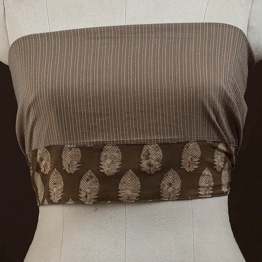Brown - Running Stitch Plain Cotton Blouse Piece 34 sold by Itokri product image thumbnail 2