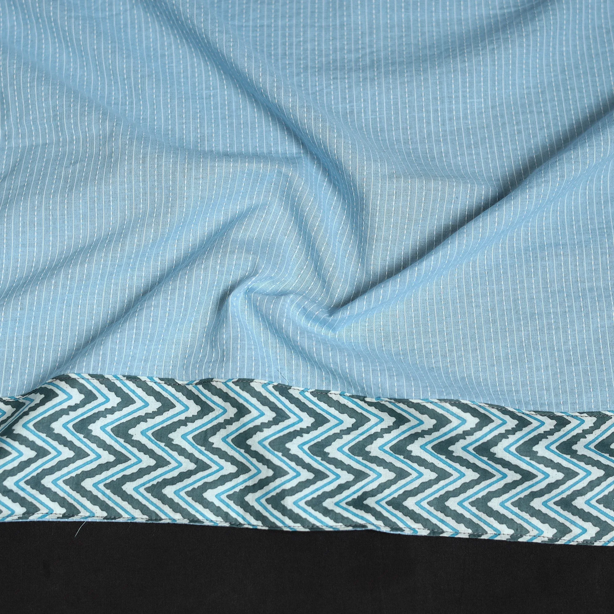 Blue - Running Stitch Plain Cotton Blouse Piece 33 sold by Itokri product image thumbnail 3