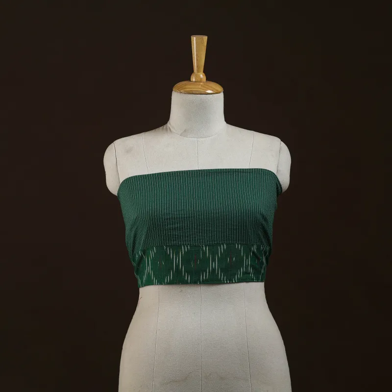 Green - Running Stitch Plain Cotton Blouse Piece 32 made by Itokri