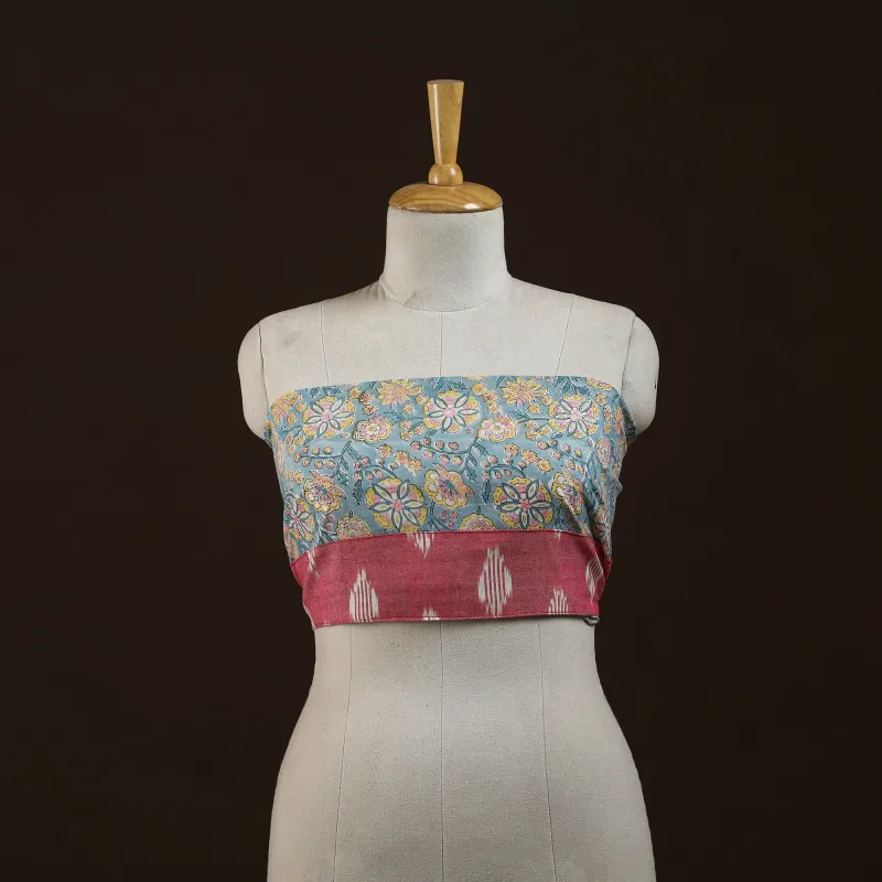 Blue - Block Print Cotton Sanganeri Blouse Piece 29 made by Itokri