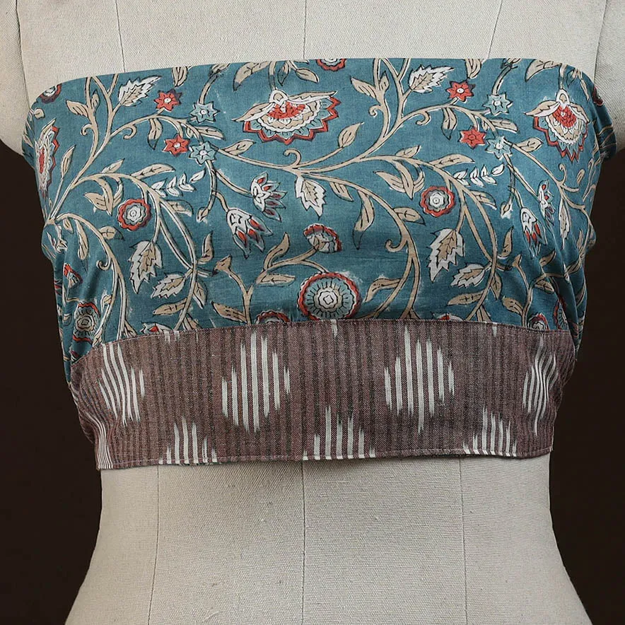 Blue - Block Print Cotton Sanganeri Blouse Piece 23 sold by Itokri product image thumbnail 2
