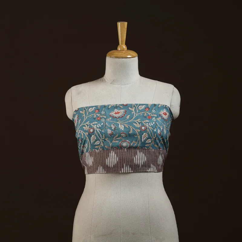 Blue - Block Print Cotton Sanganeri Blouse Piece 23 made by Itokri