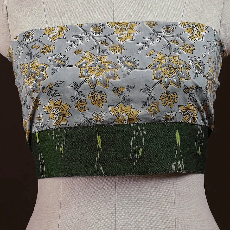 Grey - Block Print Cotton Sanganeri Blouse Piece 19 sold by Itokri product image thumbnail 2