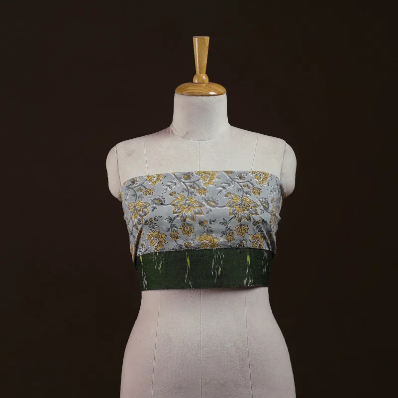 Grey - Block Print Cotton Sanganeri Blouse Piece 19 made by Itokri