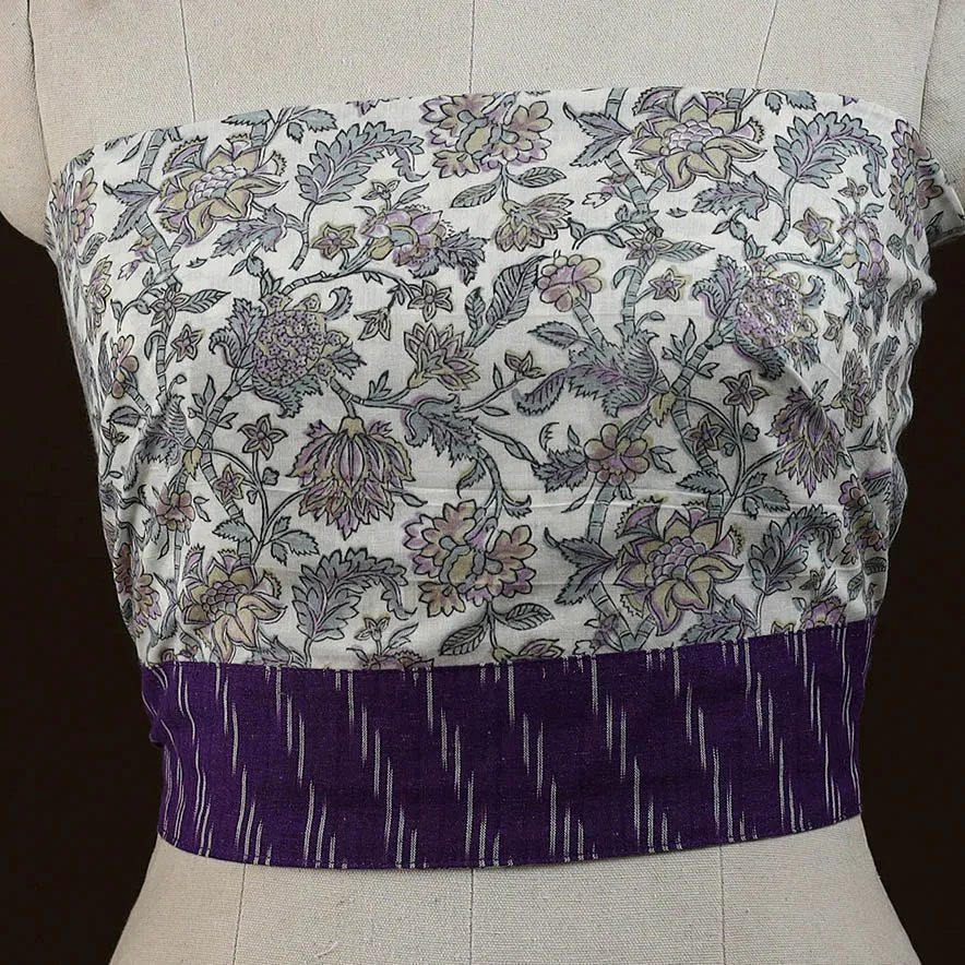 White - Block Print Cotton Sanganeri Blouse Piece 16 sold by Itokri product image thumbnail 2
