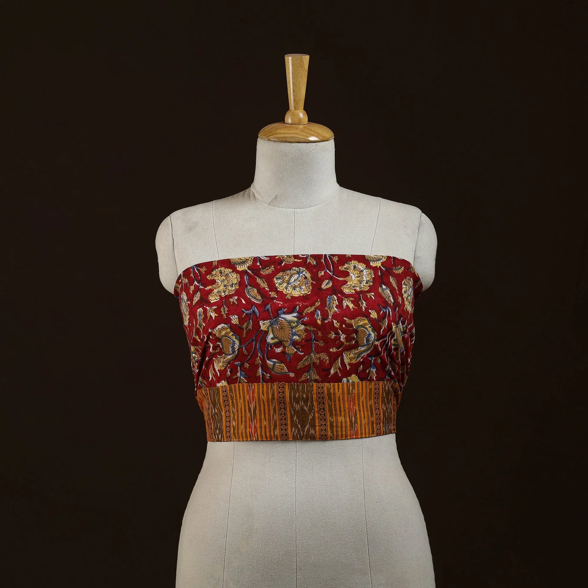 Red - Block Print Cotton Sanganeri Blouse Piece 13 sold by Itokri