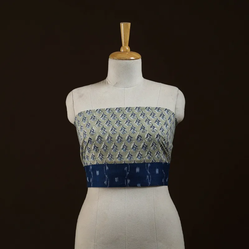 Green - Block Print Cotton Sanganeri Blouse Piece 12 made by Itokri