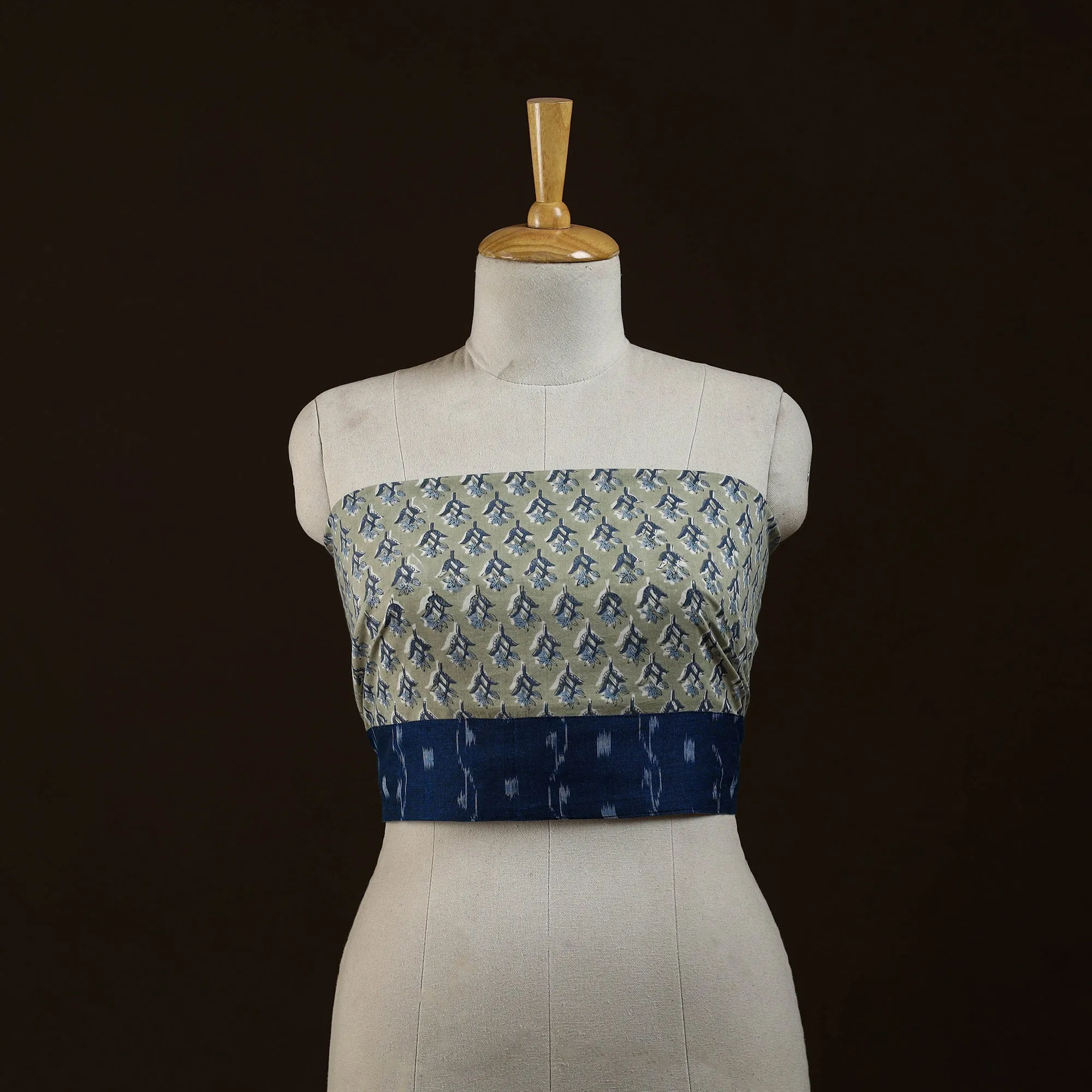Green - Block Print Cotton Sanganeri Blouse Piece 12 sold by Itokri