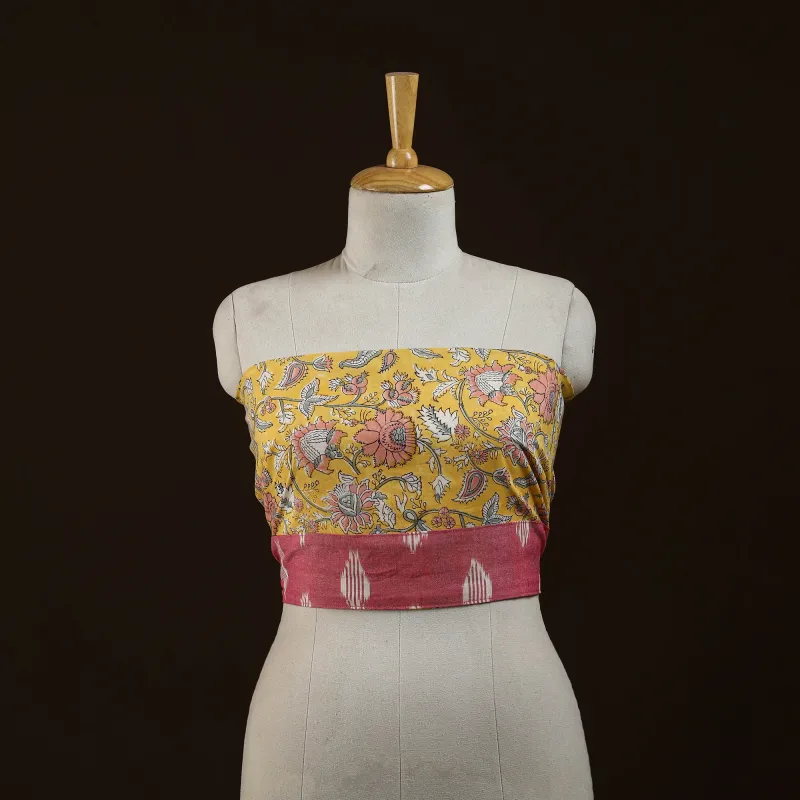 Yellow - Block Print Cotton Sanganeri Blouse Piece 11 made by Itokri