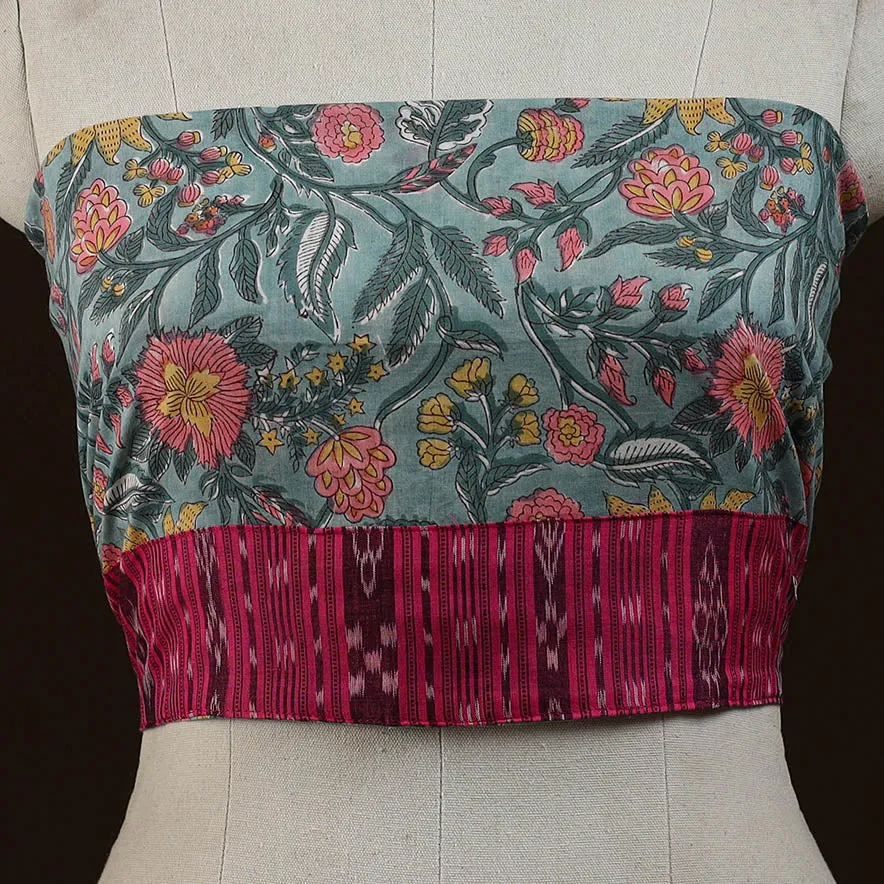Green - Block Print Cotton Sanganeri Blouse Piece 09 sold by Itokri product image thumbnail 2