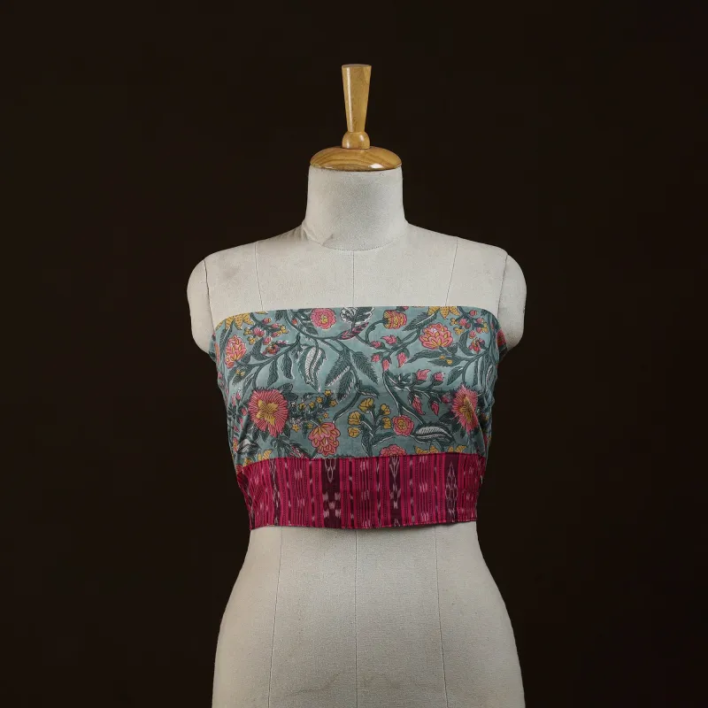 Green - Block Print Cotton Sanganeri Blouse Piece 09 made by Itokri