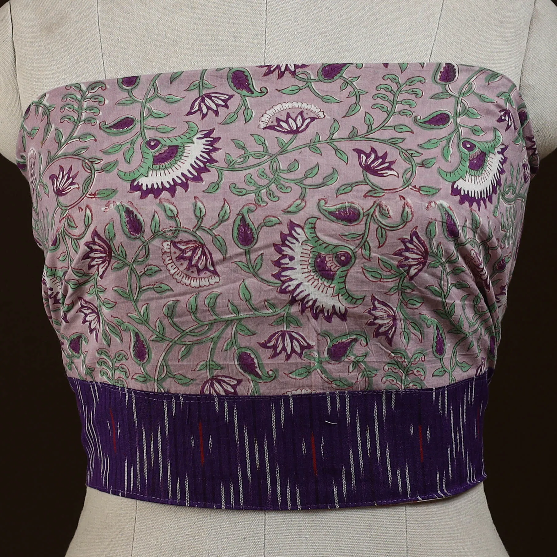 Purple - Block Print Cotton Sanganeri Blouse Piece 04 sold by Itokri product image thumbnail 2