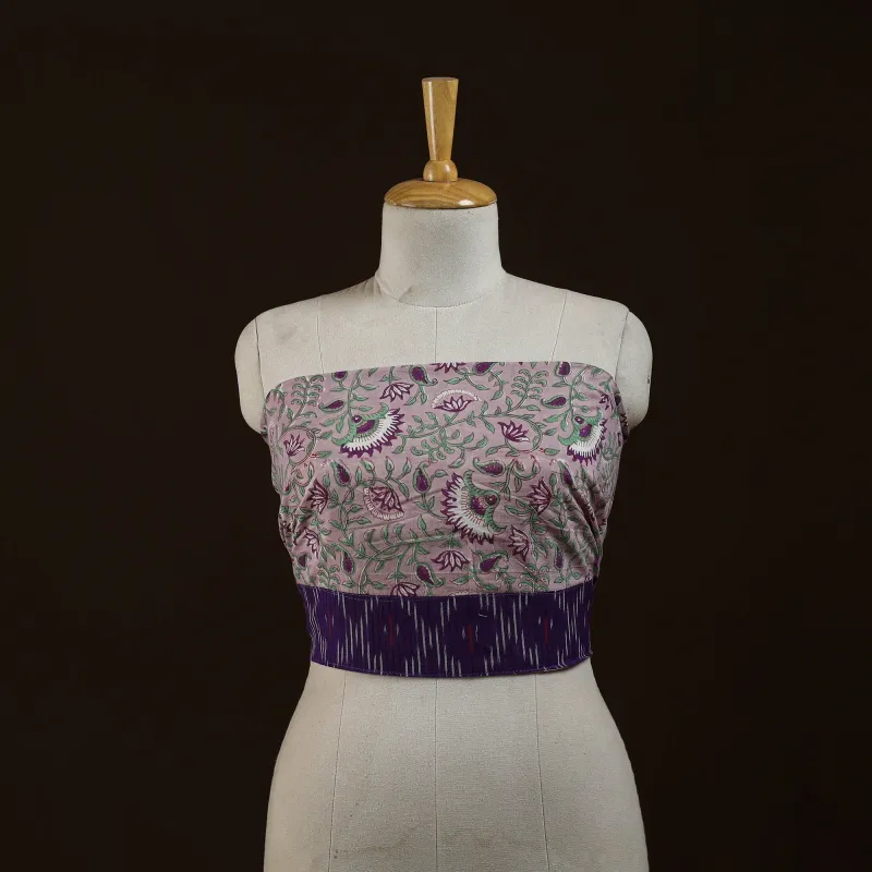 Purple - Block Print Cotton Sanganeri Blouse Piece 04 made by Itokri