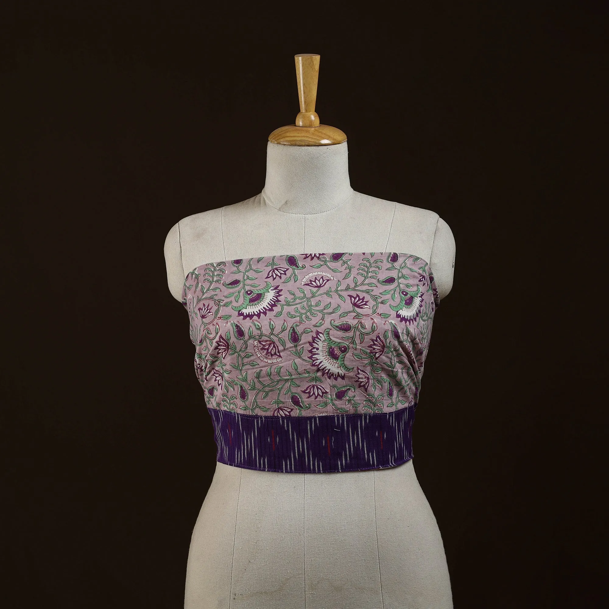 Purple - Block Print Cotton Sanganeri Blouse Piece 04 sold by Itokri