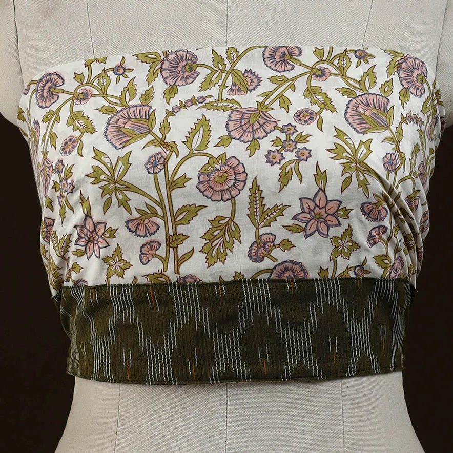 White - Block Print Cotton Sanganeri Blouse Piece 01 sold by Itokri product image thumbnail 2
