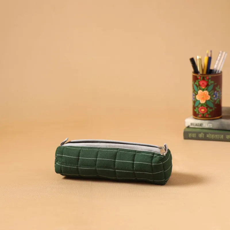 Green - Handcrafted Quilted Pencil Pouch 03 made by Itokri