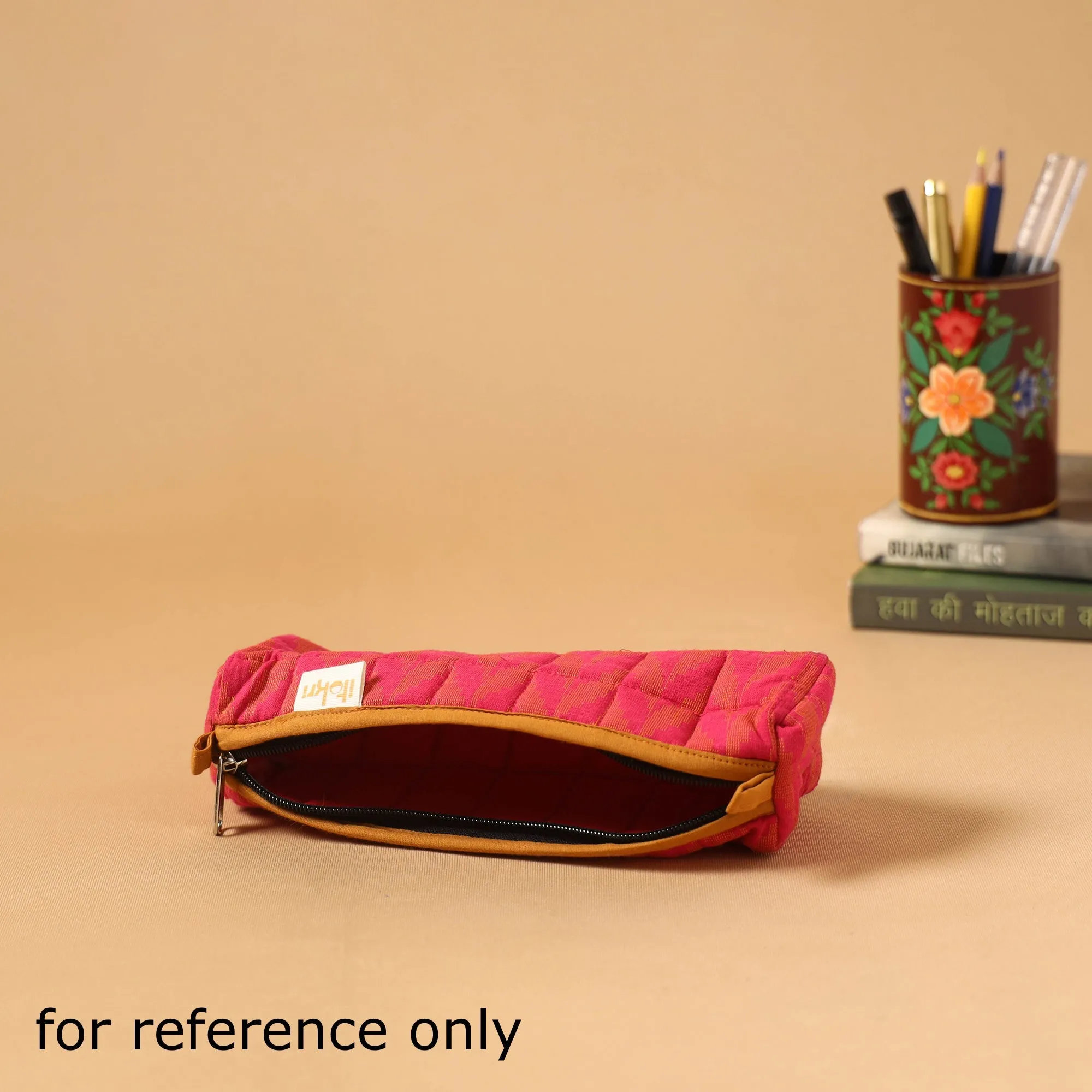Red - Handcrafted Quilted Pencil Pouch 02 sold by Itokri product image thumbnail 3