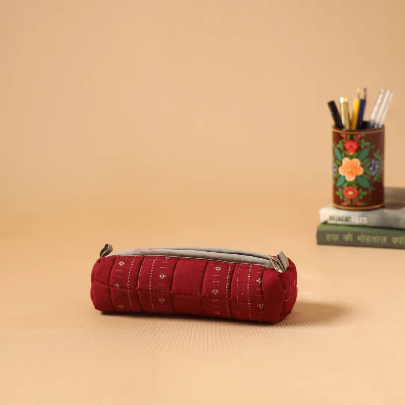 Red - Handcrafted Quilted Pencil Pouch 01 made by Itokri