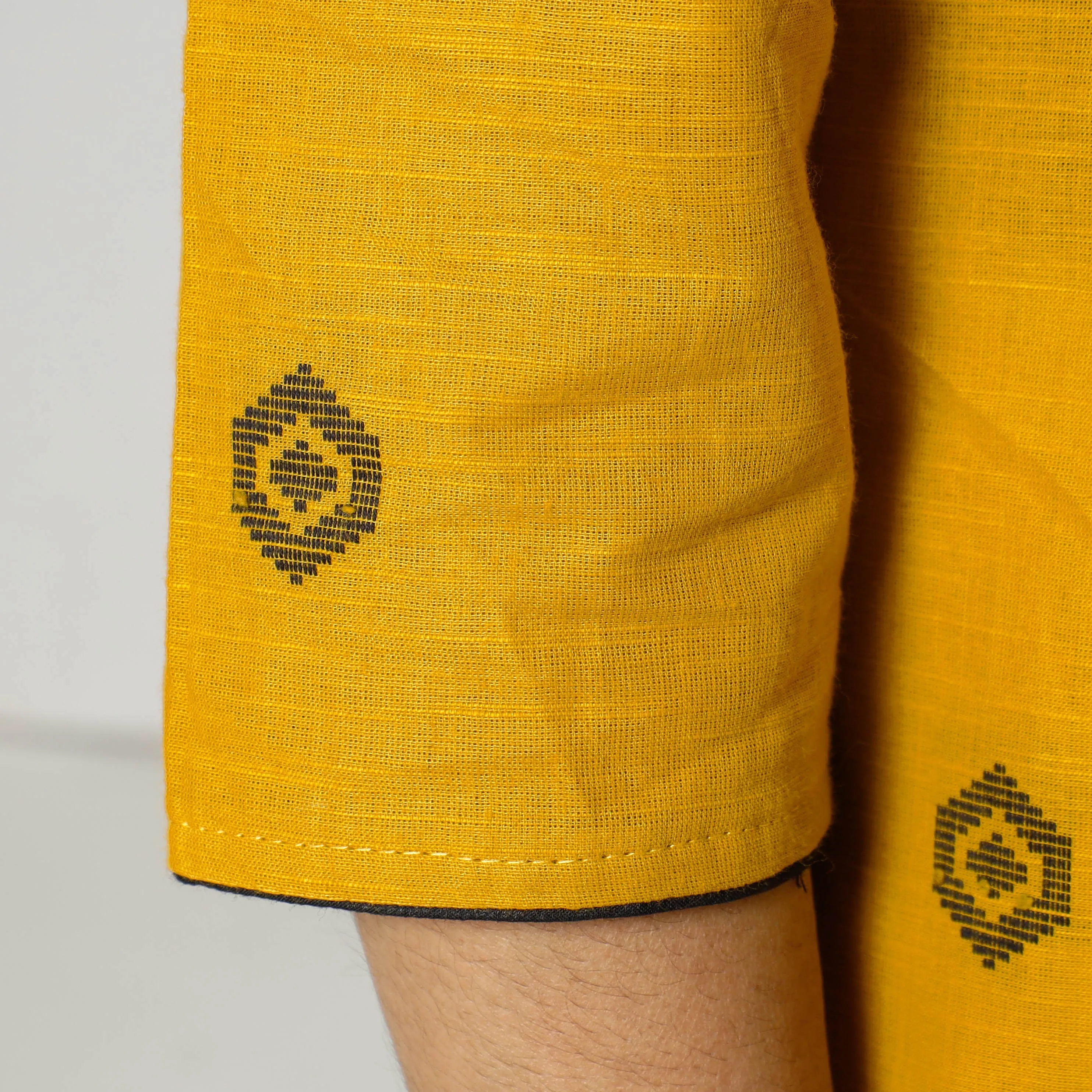 Yellow - Jacquard Cotton Pintuck Long Straight Kurta sold by Itokri product image thumbnail 5